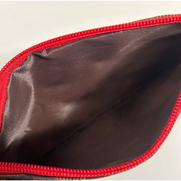 Mickey Mouse Wristlet Faux Leather Brown Checkered with Red Strap - Picture 6 of 10